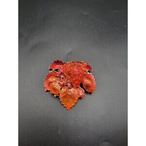 Vintage Western Germany Orange Metal Enamel and Lucite Grape Brooch